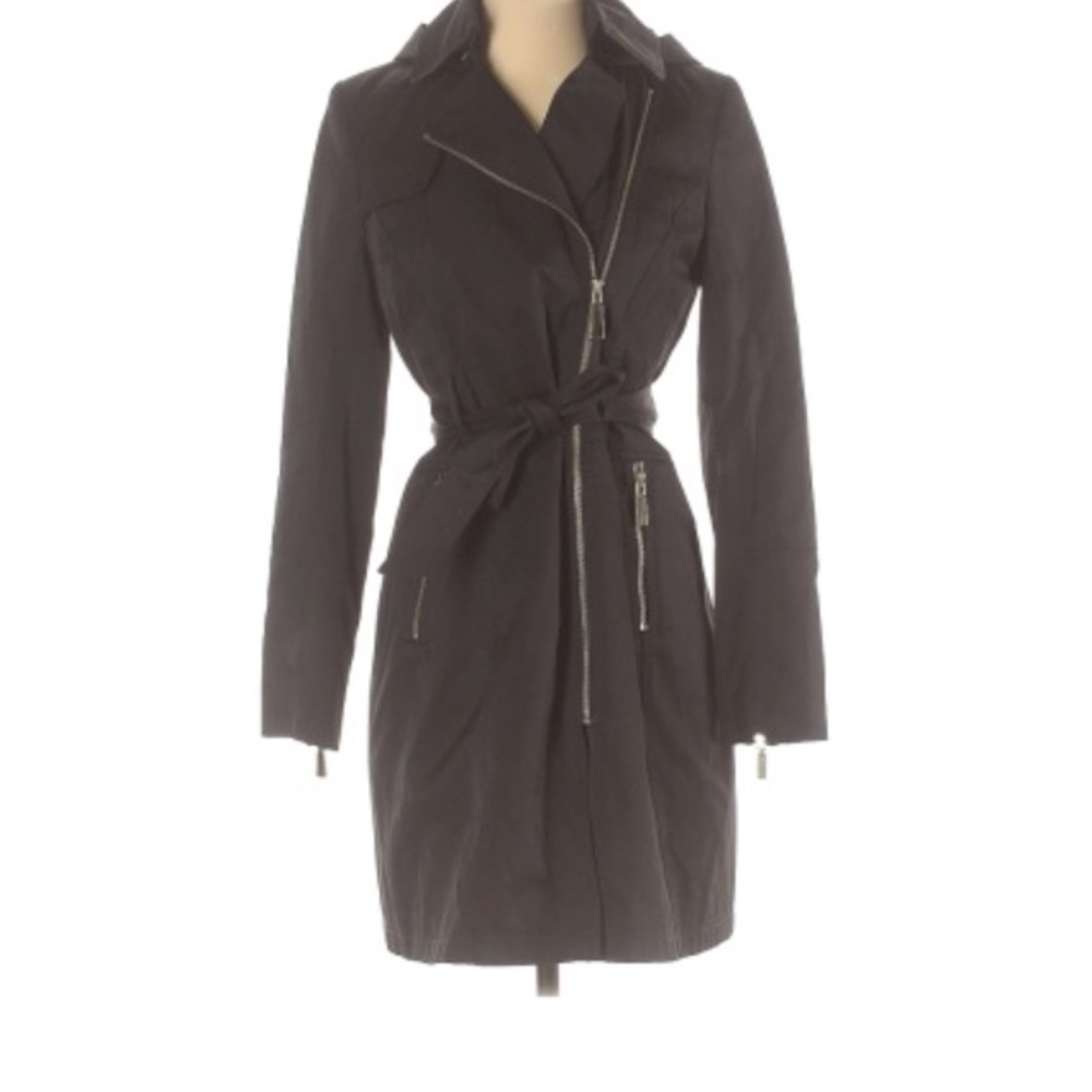Vince Camuto sz XS hooded trench coat zipper pock